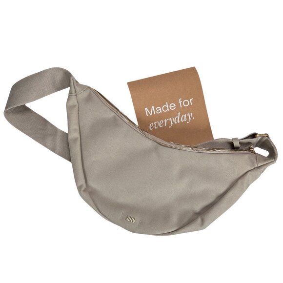 July Everyday Crescent Crossbody Sling Bag, Canvas Purse - Khaki - Picture 5 of 9